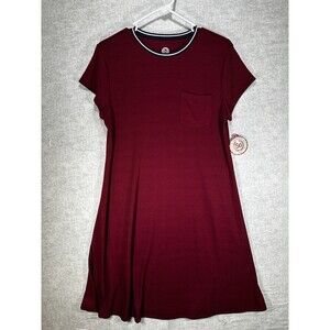 NWT SO T-Shirt Dress Junior Size X-Large Burgundy Short Sleeve Crew Neck Ribbed